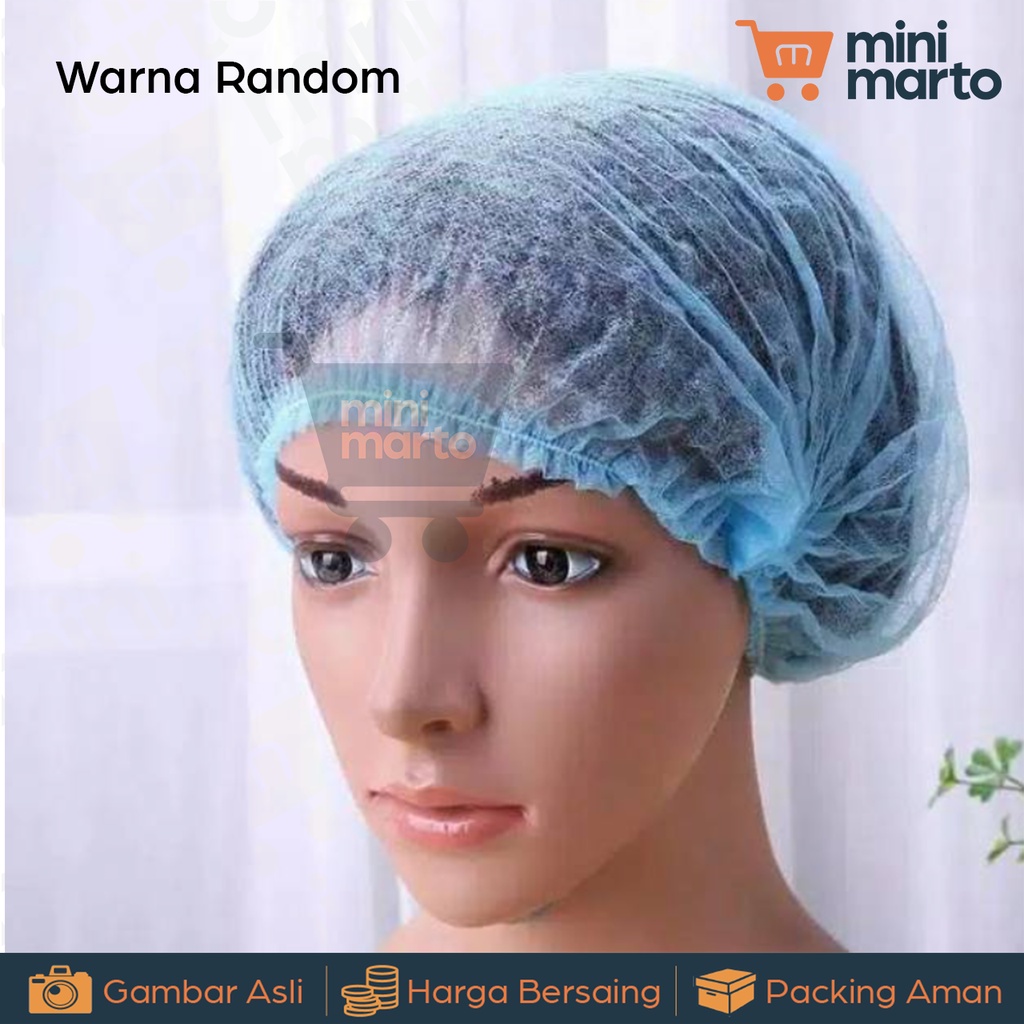 Disposable Nurse Cap Hair Net Non Medis / Shower Cap Penutup Kepala