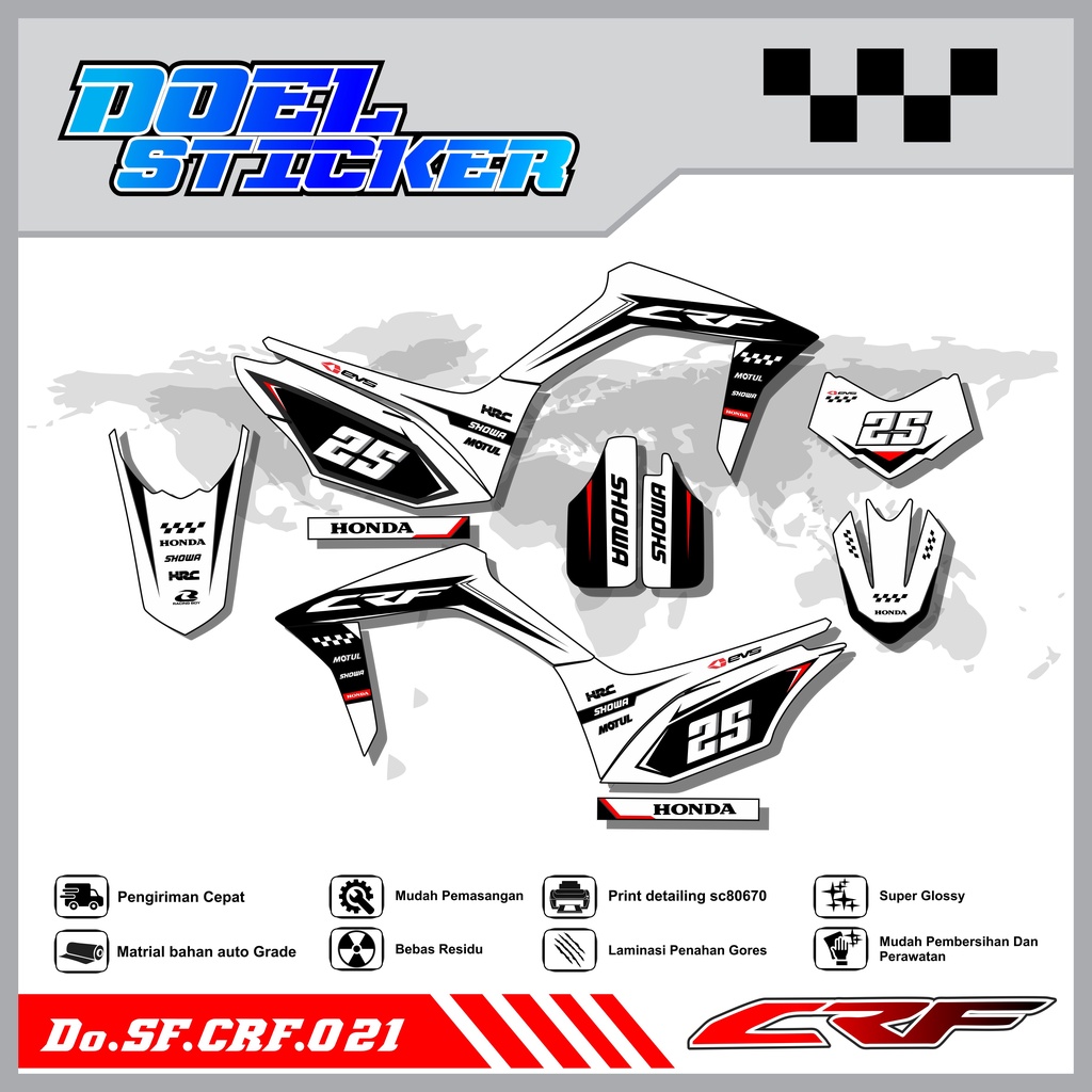 Sticker Striping Semifull CRF 150L List Variasi Hologram Pelangi,Crome Doel  021