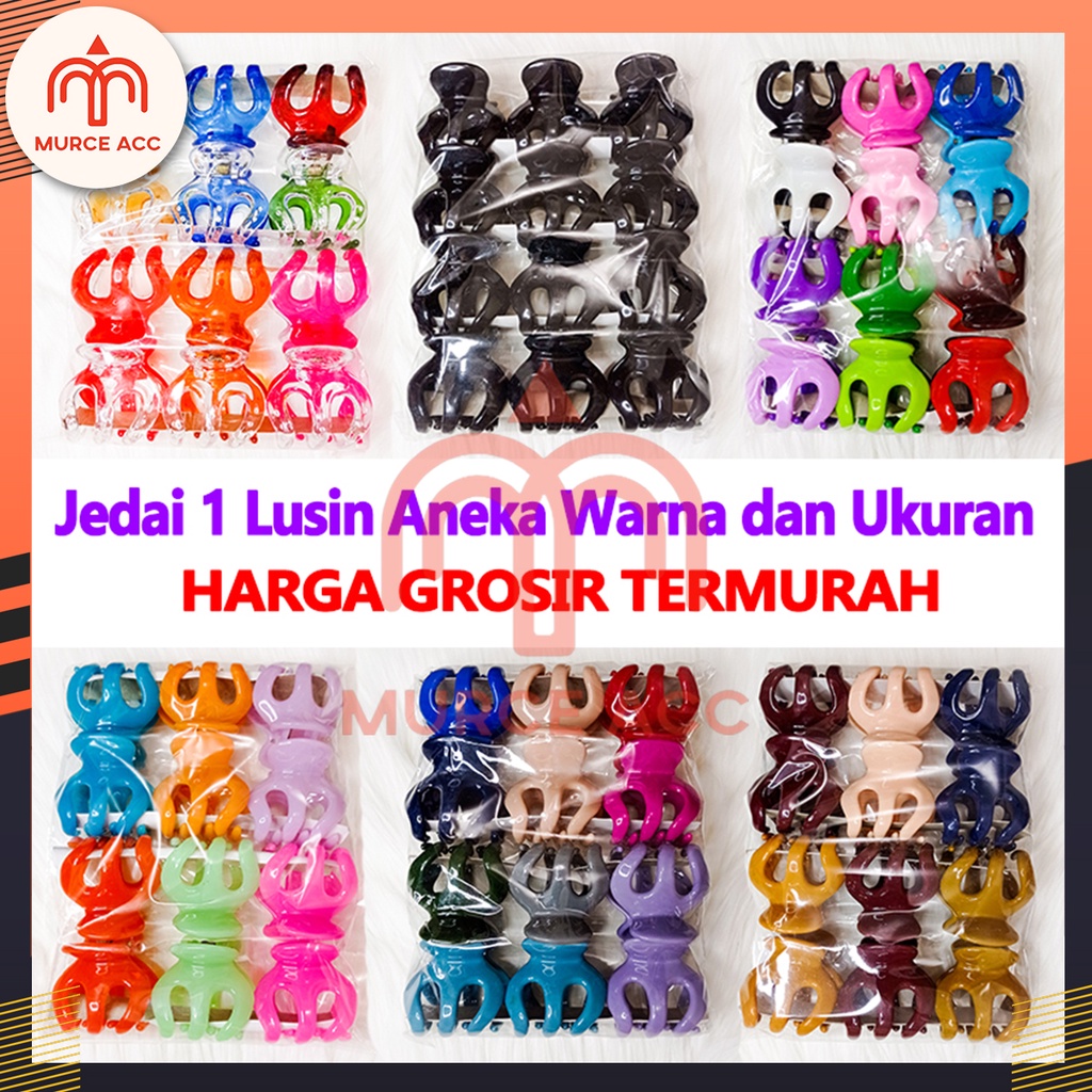 (12 Pcs) Jepit Rambut Jedai Aneka Warna dan Ukuran 1 Lusin Harga Grosir