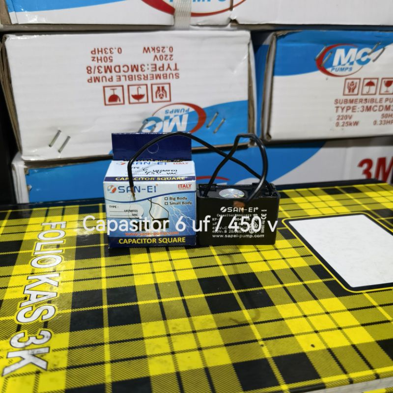 capasitor kipas angin / capasitor sanyo kotak (450 v) 1.2uf 1.5uf 2uf 2.5uf 3uf 4uf 5uf 6uf 8uf 10uf