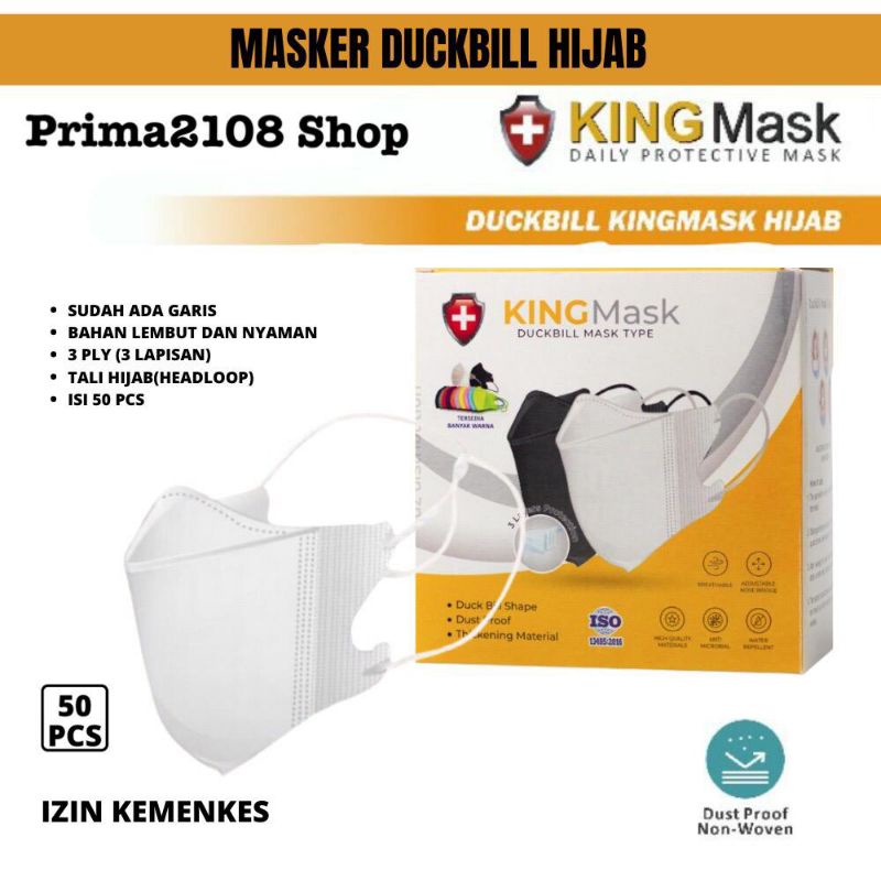 Masker King Mask Duckbill Hijab 1 Box Isi 50 PCS