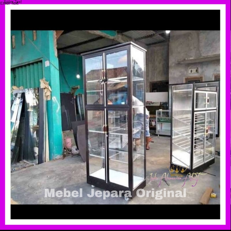 Lemari Tas - Lemari Display Kaca Hias Pajangan Bahan Alumunium Modern