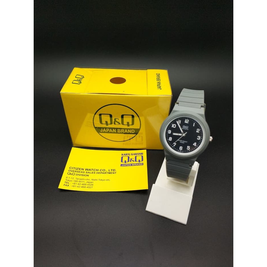 Q&amp-Q QnQ QQ Jam Tangan Analog Karet Abu-Abu VR94J002Y Original