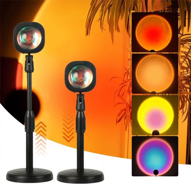 Sunset Lamp Q9 Lampu Tidur Proyektor Led Warna Pelangi Model Matahari Terbenam