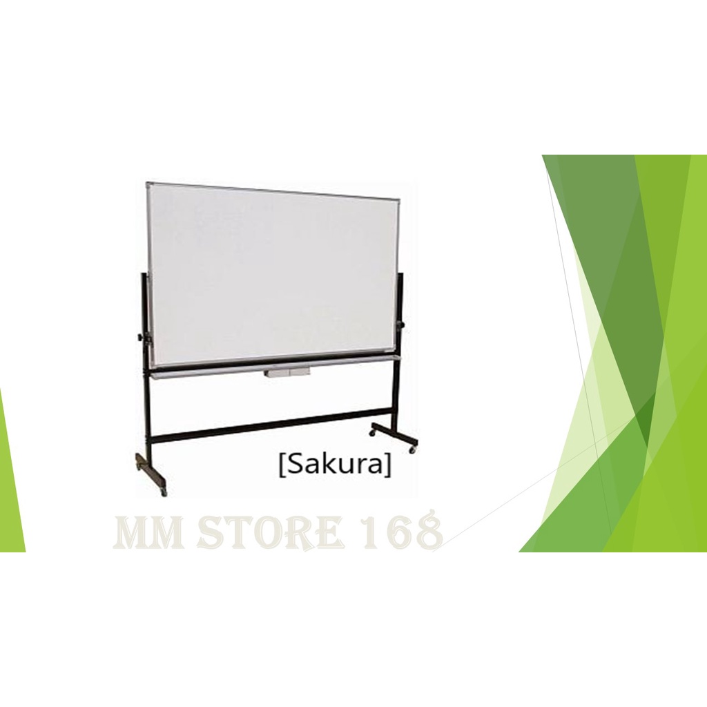 

Papan Tulis / Whiteboard Magnetic pakai Kaki / Tiang + Roda 1 Muka / Sisi Merk Sakura