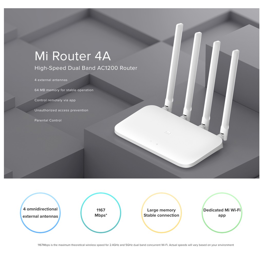 Xiaomi Mi Router 4A Dual-Core Full Gigabit 4 Wireless GLOBAL VERSION Garansi Resmi