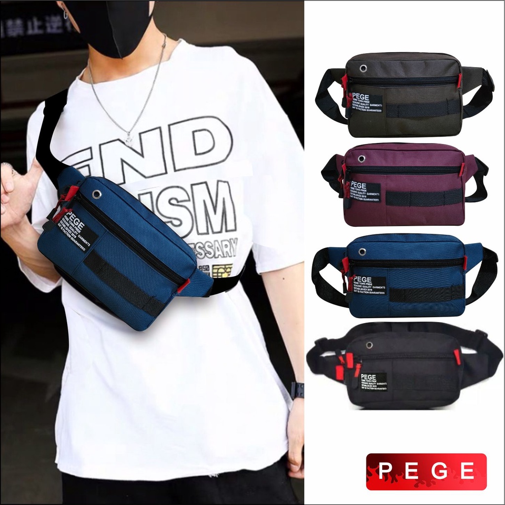 Tas Selempang Pria Crossbody Sling Bag Keren Model Polos Kekinian - PG 8913