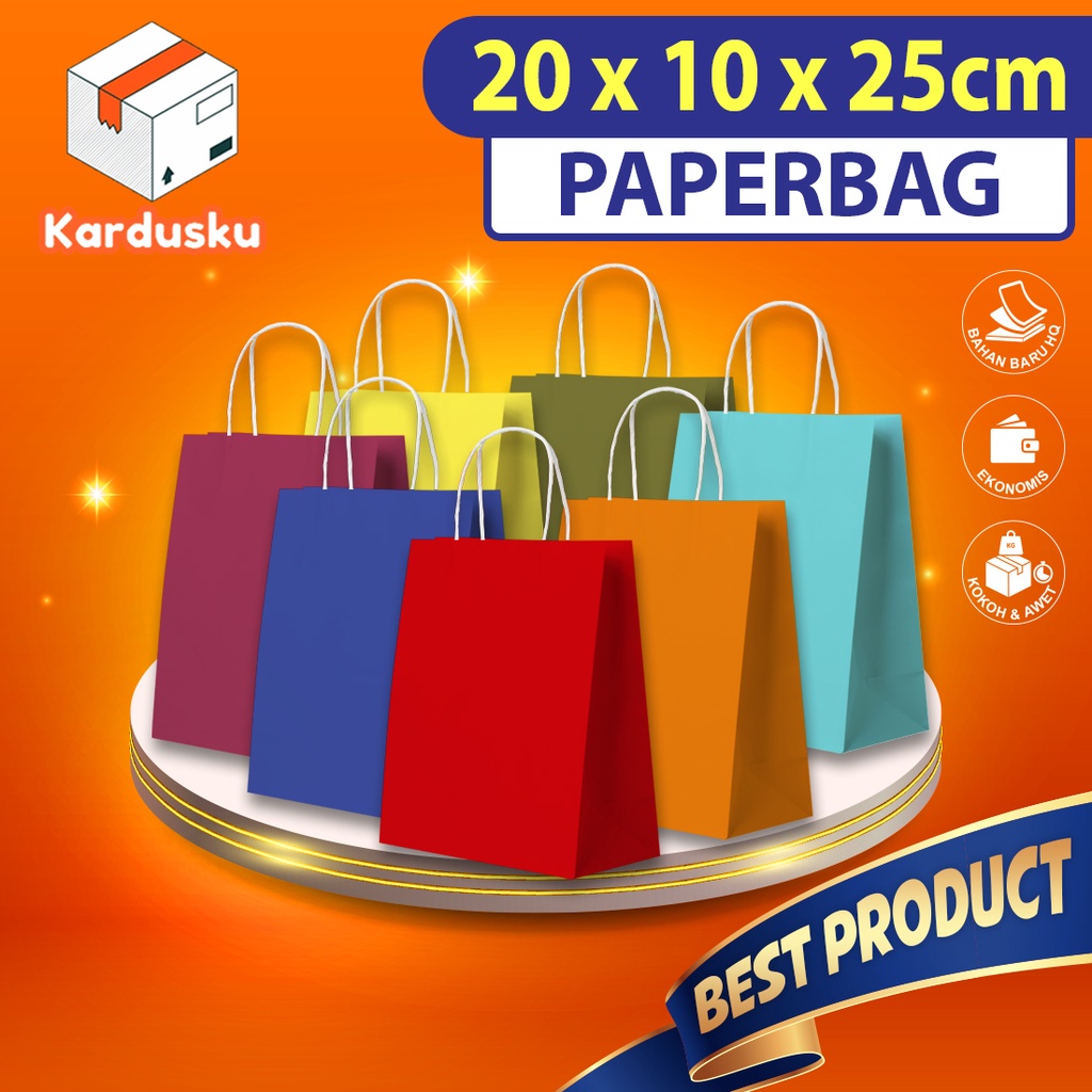 

Paperbag Paper bag kantong kertas tas POLOS ANEKA WARNA 20x10x25 cm