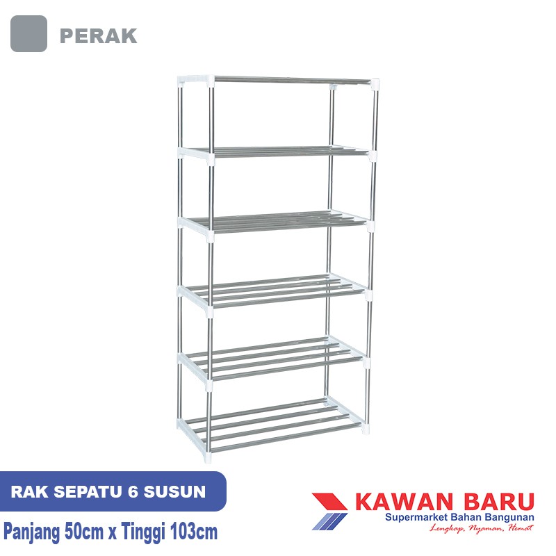 Rak Sepatu Sandal Stainless Steel Rack Tanaman 6 susun Kuat dan Anti Karat