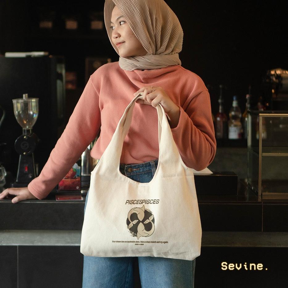 (PALING DIMINATI) Sevine Tote Bag Kanvas Tas Wanita Kuliah Fashion Laptop Totebag  Aesthetic Zodiac 