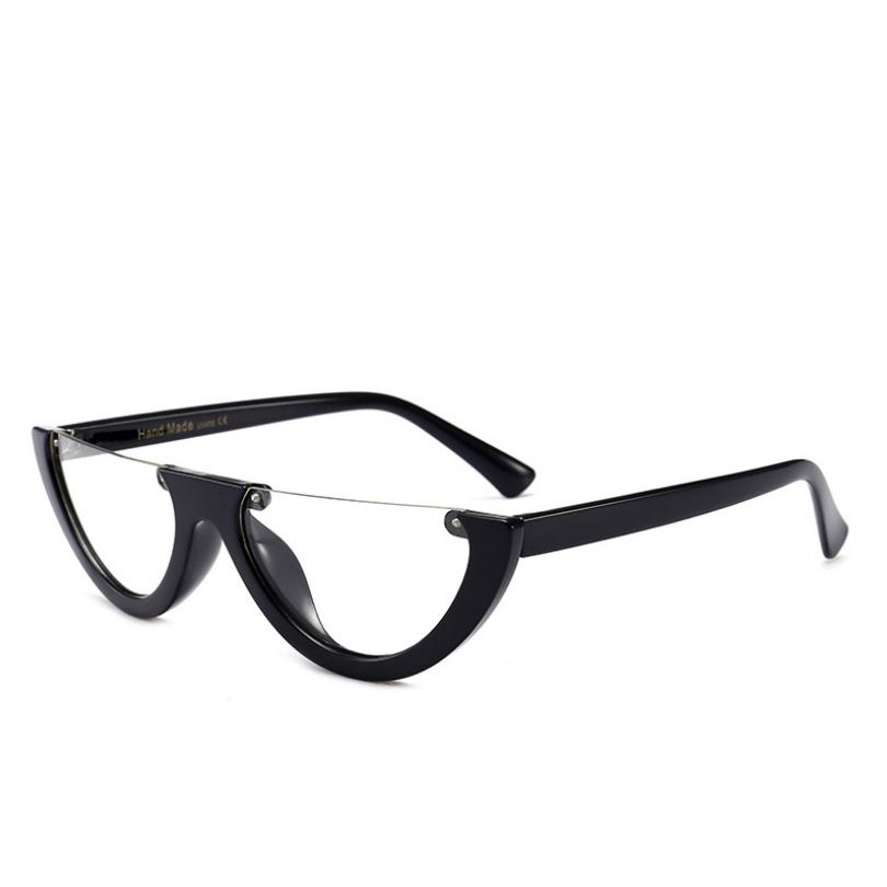 MM - Kacamata Hitam Wanita Pria Kacamata Oval Kode 8066 Half Frame Sunglasses-HITAM BENING