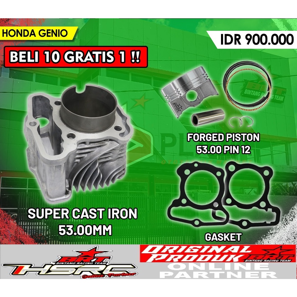 PAKET BLOK Cylinder BRT Bore UP 130 cc Honda GENIO BEAT Fi DELUXE Street LED 2020 All New Scoopy 202