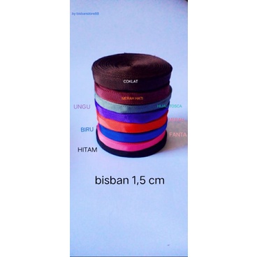 bisban tali webbing pelipit pinggiran jahitan uk 1, 5 cm 1 roll 27 meter