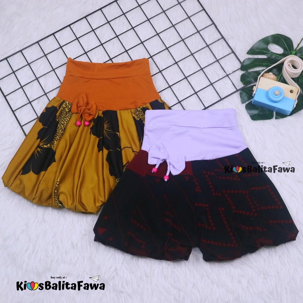 Celana Baloon uk. 3-4 Tahun / Celana Anak Perempuan Murah Pita Polos Short Pants Pop Kids Pendek