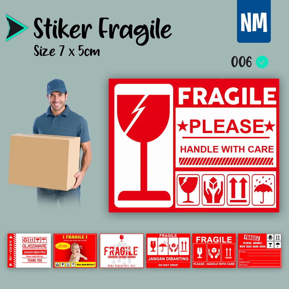 Stiker Fragile Stiker Pecah Belah Stiker Label Pengiriman Sticker Fragile Horizontal-006