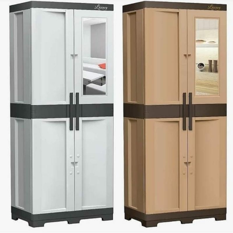 LEMARI PLASTIK 2 PINTU KACA