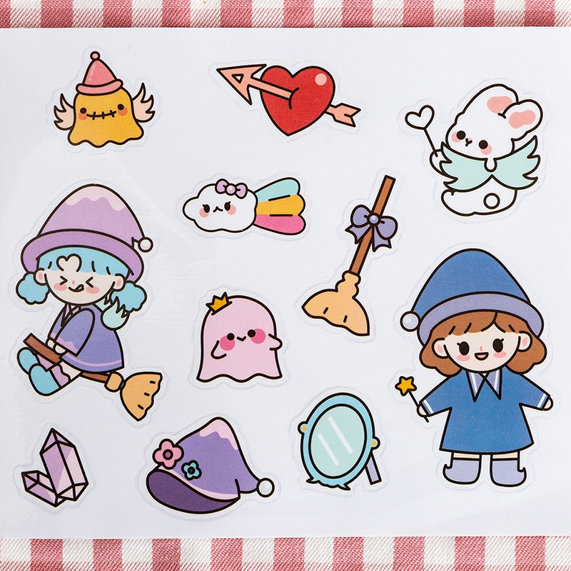 Magic789 1 Sheet Cute Rabbit Girl Cartoon Waterproof Stickers for Bottle Scrapbook DIY Decals