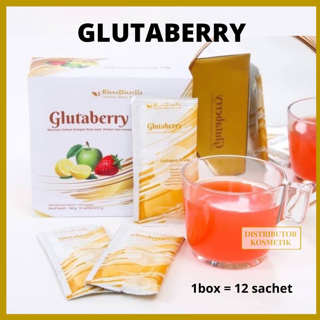 

Glutaberry Premium Collagen by rinna diazella / minuman serbuk rasa apel strobery dan lemon