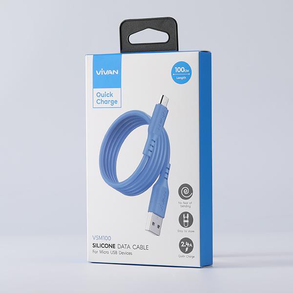 Kabel Data Vivan VSM100 Micro USB 2.4A 1M Silicone Quick Charge