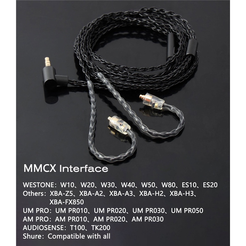 Jcally Kabel Upgrade Earphone 8-untai Bahan Tembaga Bebas Oksigen Dengan Microphone Untuk ZS10 ZSN Pro