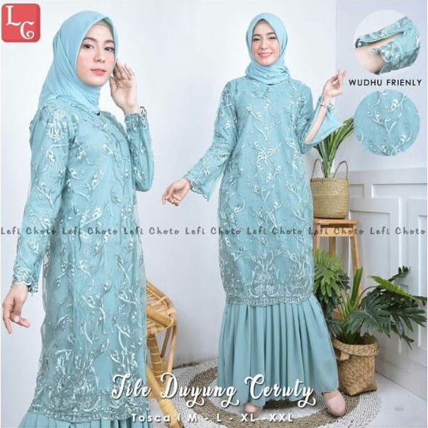 PROMO GAMIS TULLE MUTIARA BORDIR GLITER (WUDHU FREINDLY) / GAMIS PESTA