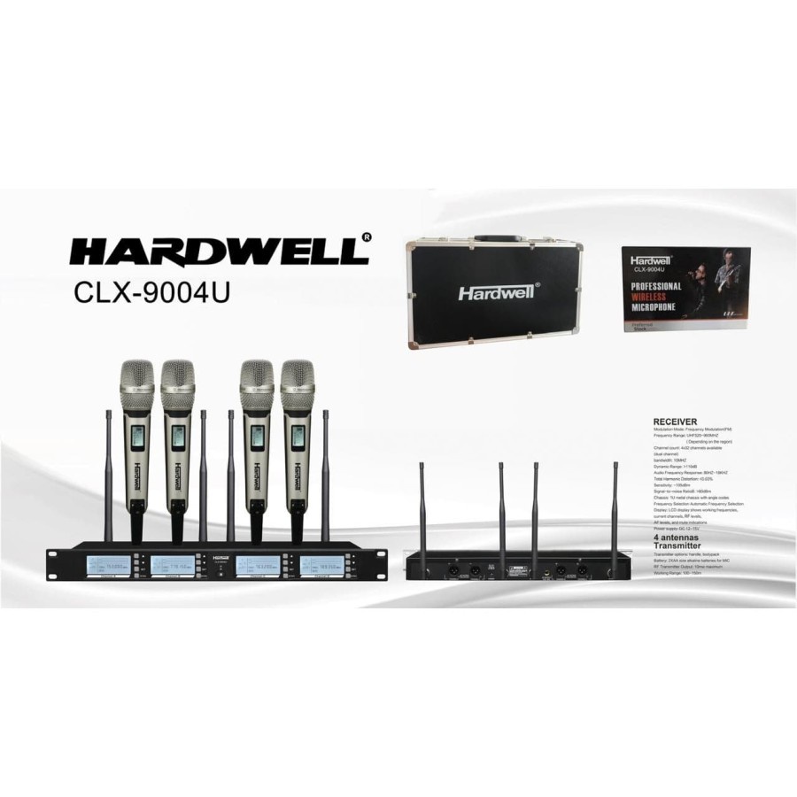 Hardwell CLX-9004 Wireless Microphone isi 4 Mic - ORIGINAL