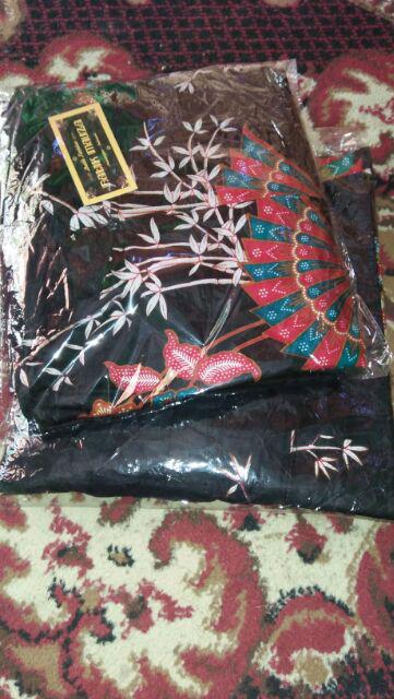 Gamis Batik Couple Motif Kipas Merak Hitam