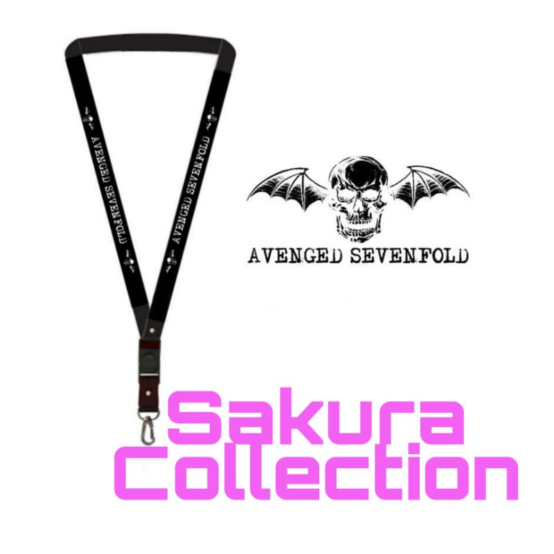 lanyard  gantungan kunci band AVENGED SEVENFOLD rock metal logo/kunci/tulisan/tali kartu nama/flashdisk/key/kartu nama/idcard/hp/vape/pods