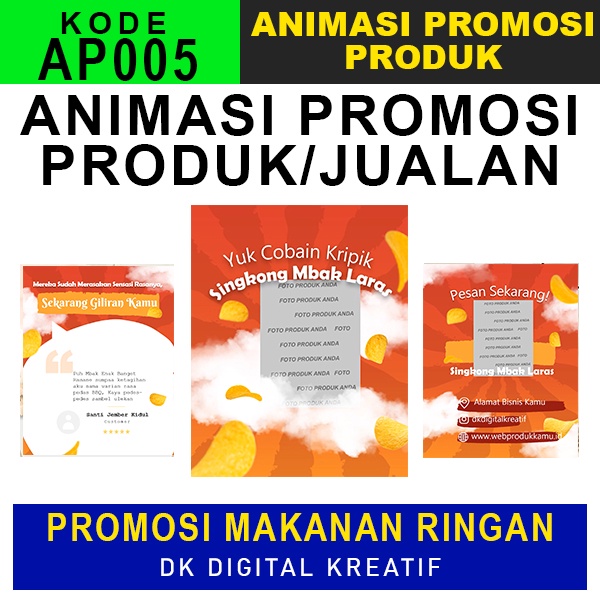 Jasa pembuatan animasi video promosi produk keripik