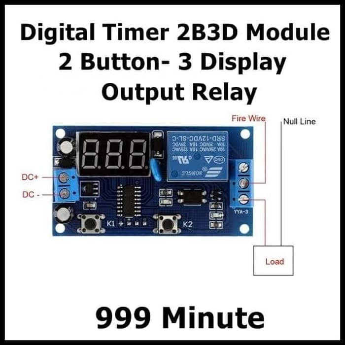 Digital Timer Module 2B3D Time Delay Switch Relay 2 Button 3 Display