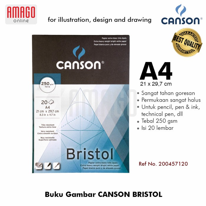 Buku CANSON Bristol A4 - 20 sheets - 250 gsm - Pad - 200457120