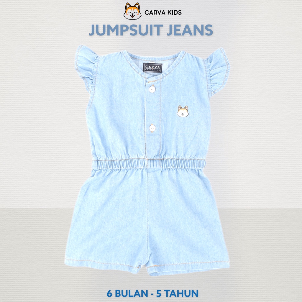 CARVA JUMPSUIT ANAK SOFT JEANS PEREMPUAN ATASAN BAYI DENIM ORIGINAL 1-5 TAHUN LUCU IMUT BEST SELLER