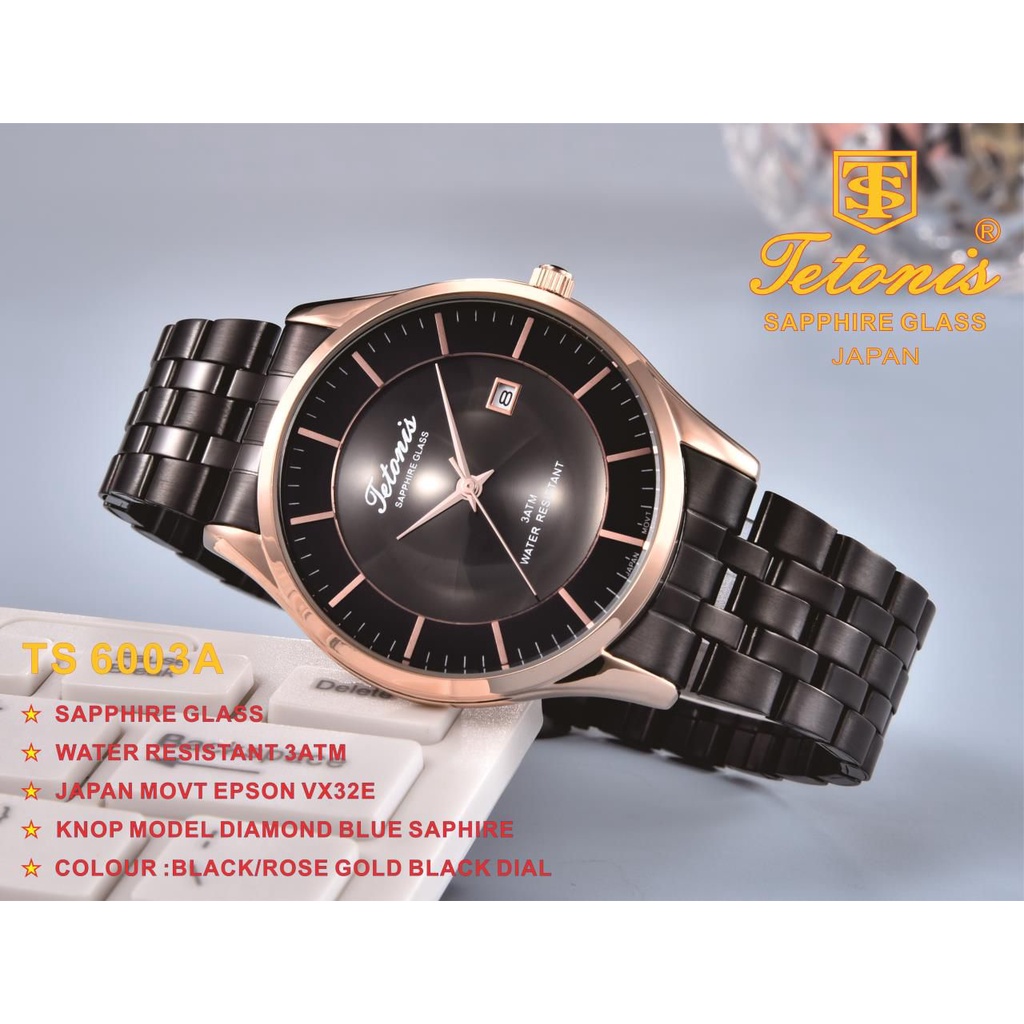 Grosiran Jam Tangan Tetonis Pria HR17543 Analog Strap Stainless Steel Include Box Exclusive &amp; Paperbag Garansi 1 Tahun (COD)