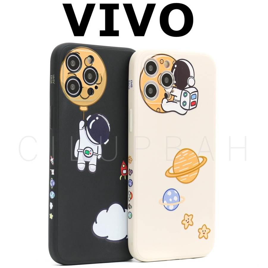 Soft Case VIVO Y91 Y12 Y20 Y12i Y12S Y91C Astronot Cute Couple Cartoon Edge Lens Cover