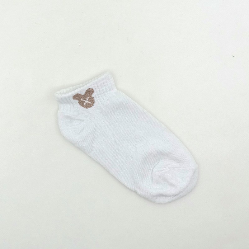 OVERFLOWS.ID Kaos Kaki Import Mata Kaki Ankle Sock Pendek Wanita Remaja Motif Smile Gelombang Kaos kaki Miki Lucu-MIKI WHITE