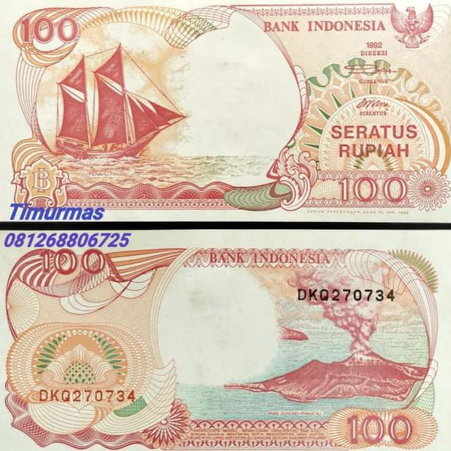 Uang Lama Kuno 100 Rupiah 1992 Perahu Pinisi Kode 546