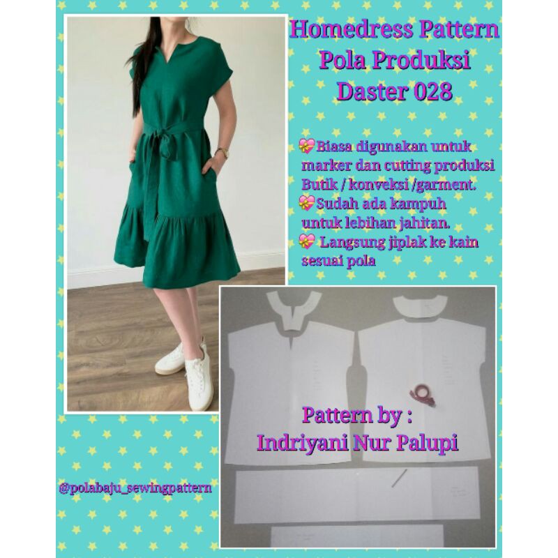 Pola Produksi Homedress 028 / Pola Baju sewing Pattern