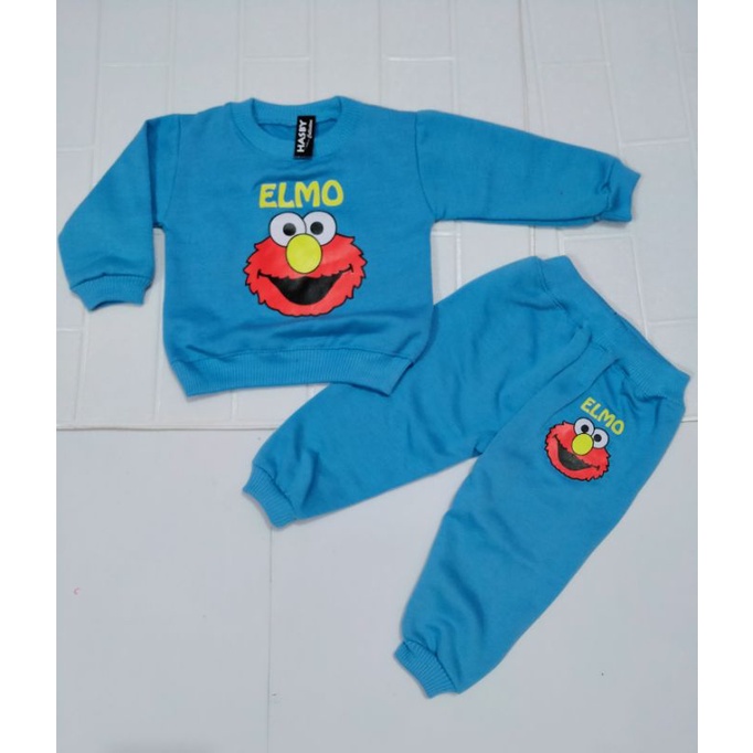 Jaket Bayi Stelan Sweater Bayi ELMO-Stelan ELMO biru