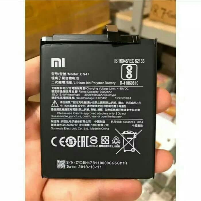 Battery Baterai Xiaomi BN-47 / A2 lite / Redmi 6 pro ORI