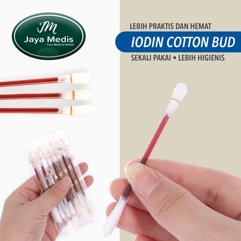 Cotton Bud Medis Iodine Sekali Pakai 5pcs