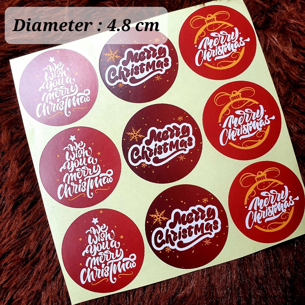 

Sticker Natal / Merry Christmas Bulat 4.8 cm - Stiker Hampers D