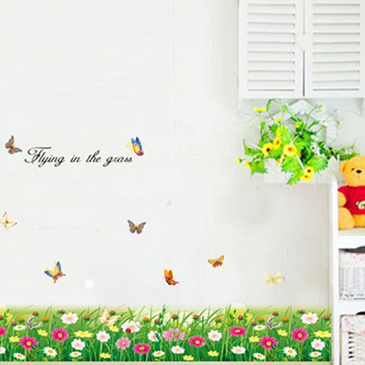 RELIZA WALL STICKER / STIKER DINDING RUMPUT HIJAU BUNGA GREEN GRASS FLOWER AY7049