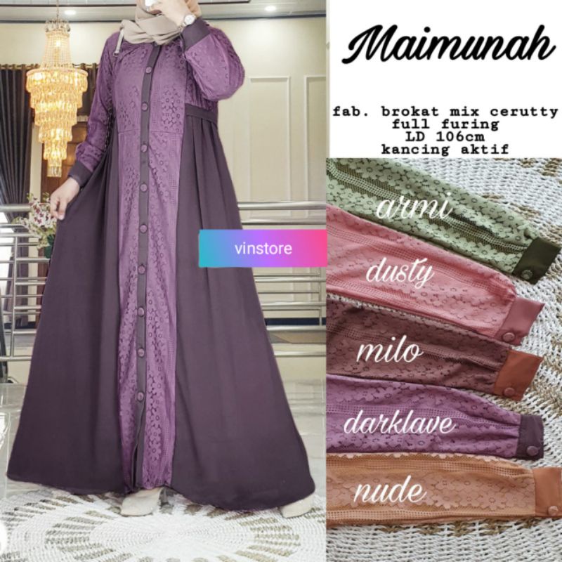 Maimunah gamis terbaru vinstore ori solo berlabel