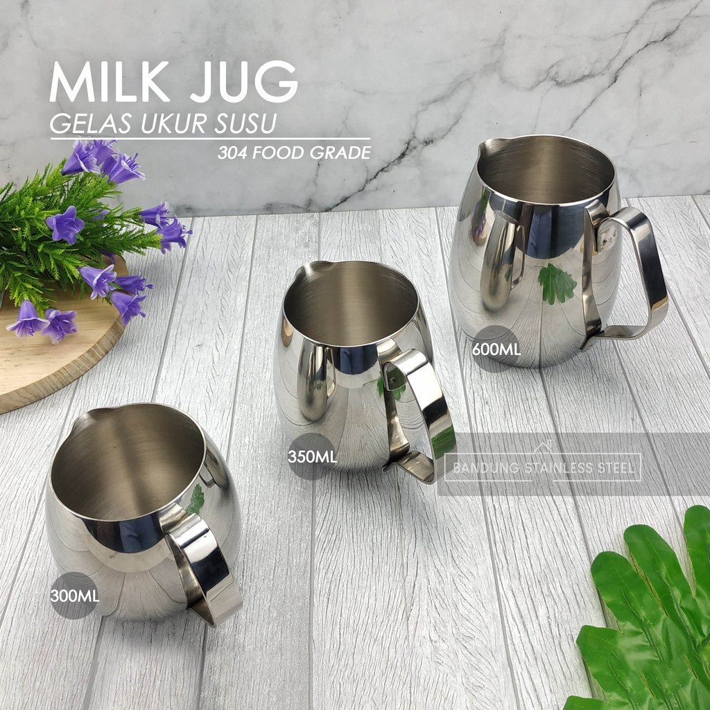 sus 304 Milk jug 300ml cembung bulat pitcher measurement latte jug polos  stainless steel