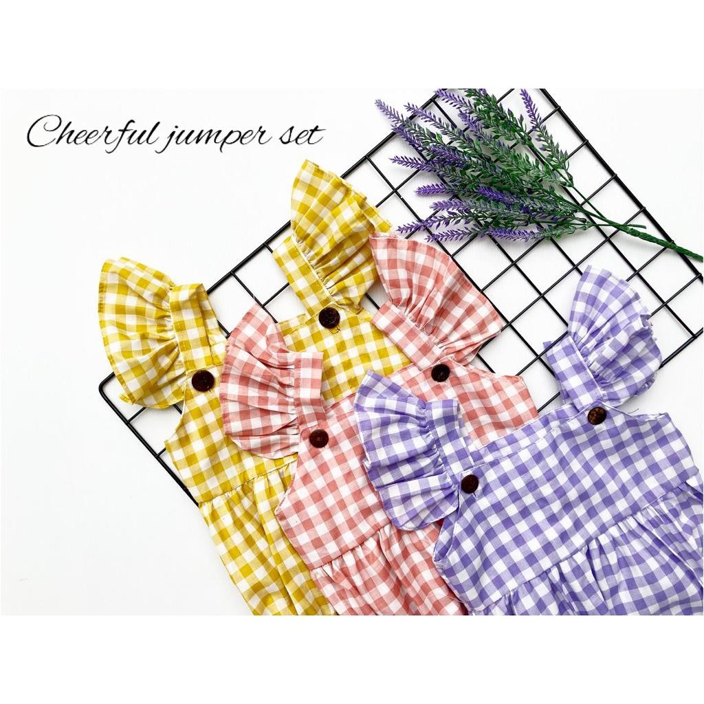 CHEERFUL / MICHA CHERRY BLOSSOM / EMMA JUMPER Baju setelan jumper rok bunga bandana sepatu pergi lucu fashion anak bayi perempuan-cheerful yellowkotak