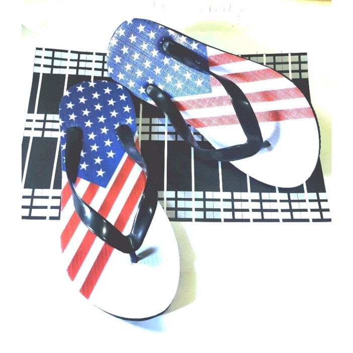 SANDAL JEPIT PRIA AC MOTIF BENDERA ( A 12 )