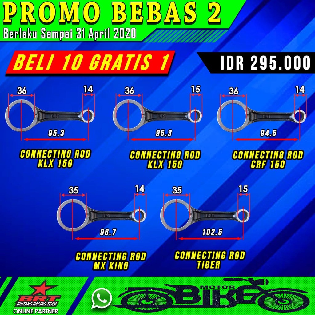 Jual Stang Seher Connecting Rod Tiang Seher KLX 150 CRF 150 MX KING