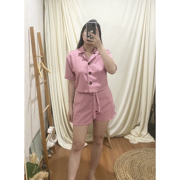 ZAZA_FASHION Baju Stelan Wanita Terbaru REAL PICT Set Korean Style Alexa-Dusty Pink