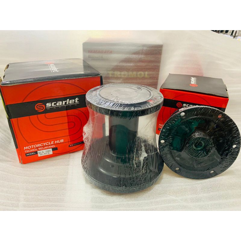 TROMOL KLX 150 KLX150 HOLE 28 H28 1set DEPAN BELAKANG HITAM BLACK SCARLET DOUBLE BEARING