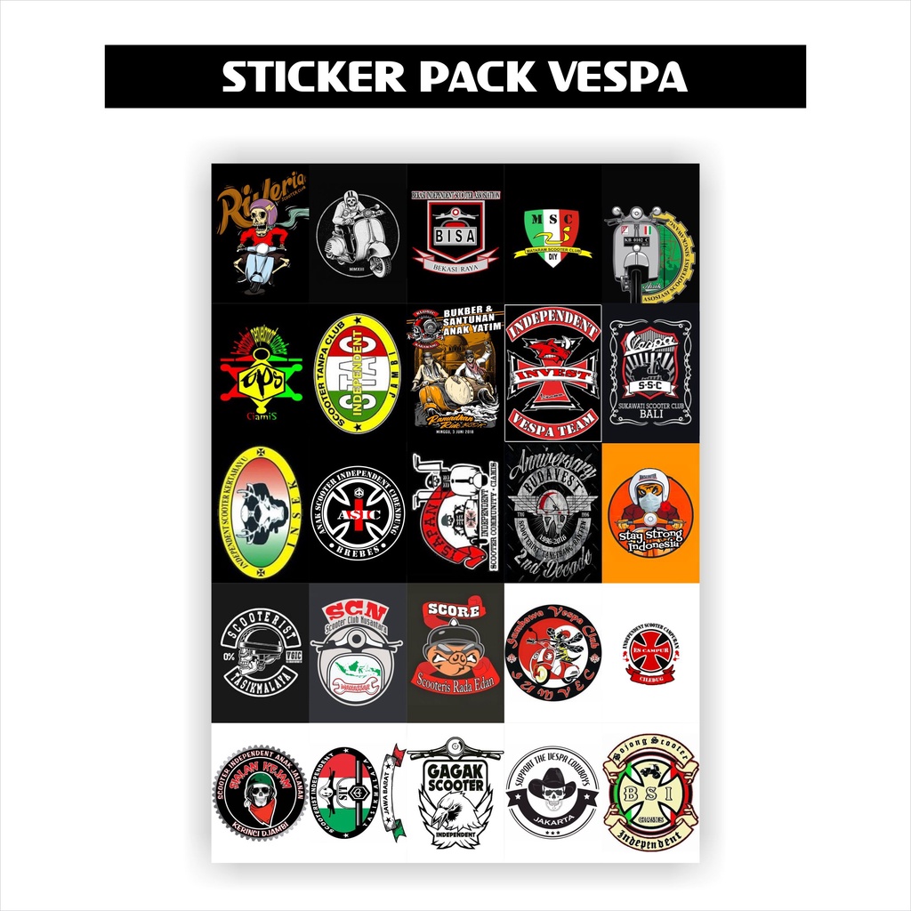 STICKER PACK VESPA SCOOTER INDEPENDENT STIKER KOMUNITAS SKUTER STICKER TUMBLR STICKER HEREX/C70